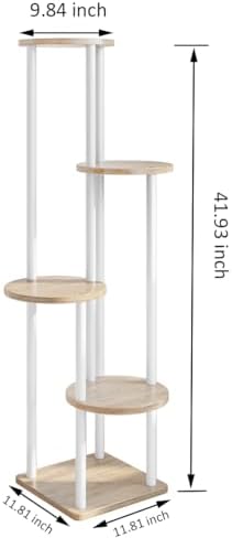 AZERPIAN Plant Stand Indoor Tall Corner Tiered Shelf 5 Tier Metal MDF Board - Image 4