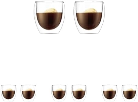 Bodum 8oz Pavina Double Wall Glasses, High Heat Borosilicate Glass, Set of 2, Clear (Pack of 4) by Bodum