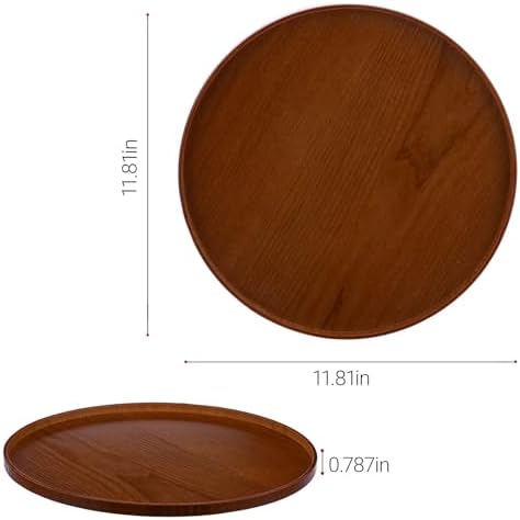 Round Trays Home Decor, 11.8" Large Round Wood Tray for Ottoman, Large Tray for Ottoman Coffee Table Candle Holder, Wooden Serving Decorative Trays for Home Kitchen Office Organizer - Image 2