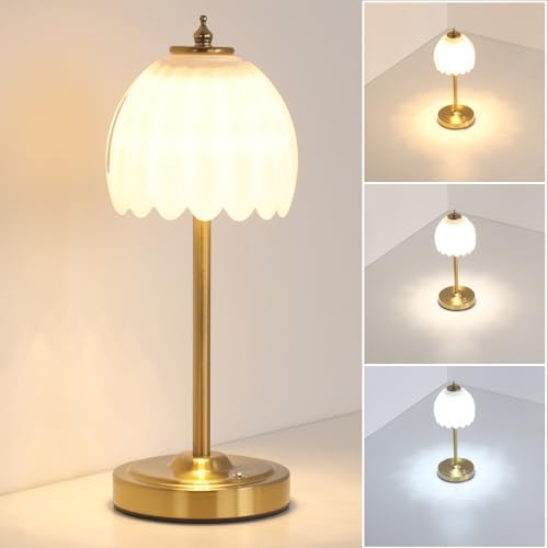 Shenmoyl Small TulipTable Lamp, 3 Color Temperatures, Table Lamps for Living Room, Bedroom, Nightstand (White Tulip) by Shenmoyl