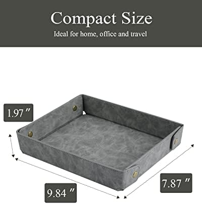 CASIRENA Faux Leather Valet Tray Organizer for Men - Catch-All Tray for Entryway Table Key, Wallet, Watch, Coin Change, Phone, Dresser EDC Dump Jewelry, Bedside Nightstand Desk-top - Image 3