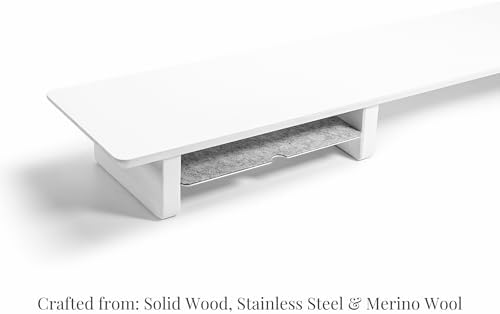Raico Desk Cockpit Shelf Monitor Stand System Dual Screen Setup Wood Large Desk Accessory Organizer Unit (Matte White, Full Length v2 | 45.7 Inches) - Image 7