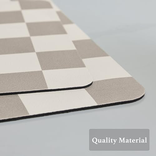 Ohocut Checkered Dish Drying Mat for Kitchen Counter, Coffee Bar Station Accessories, Retro Cute Aesthetic Modern Absorbent Drainer Mat Kitchen Drying Mat Easy Clean, Khaki 16" x 24" - Image 6