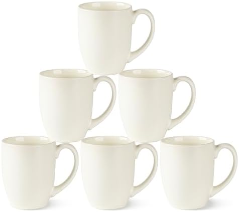 AmorArc 12oz Coffee Mugs Set of 6, Ceramic Coffee Cups Set-Light Beige by AmorArc