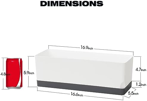 Self Watering Planters Pots for Indoor Plants, 2 Pack 17 Inch Plastic Planter Box Flower Pots for Indoor Outdoor Plants, Rectangle Herb Planter Window Boxes Planters with Drainage, Dark Gray Tray - Image 3