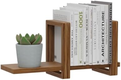 100% Solid Wood Adjustable Desktop Bookshelf, Retro Tabletop Bookshelf, Desk Shelf Holder for Living Room, Home, Office, Perfect for Magazine, Books, Cookbooks, No Tools Required to Assemble (Brown) - Image 4
