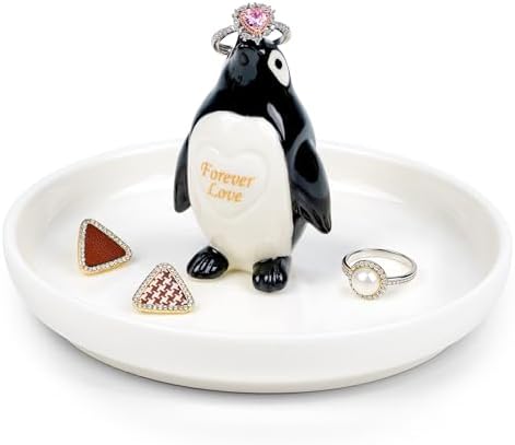 Penguin Ring Holder for Jewelry "Forever Love" Gifts for Wife/Girlfriend by PUDDINGCABIN