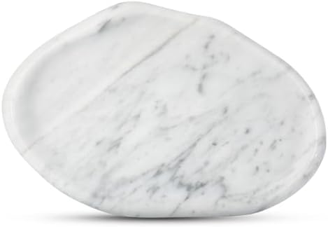 Koville Luxurious Natural Marble Vanity Tray for Home Decor, Cloud Shape Serving Stone Key Tray, 10" x 7" Marble Storage Trays for Bathroom, Stone Plate for Perfume, Candle and Jewelry（Bianco Carrara） by Koville