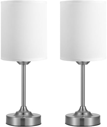 Touch Control Cordlss Table Lamp, USB-C Rechargeable Lamp with Stepless Dimming, 4000mAh Battery Operated Bedside Lamp for Bedroom, Living Room, Night Light & Emergency Lighting, Silver, 2 Pack by KakanuoLightings
