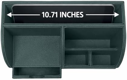 UnionBasic Desk Organizer - Multifunctional Leather Desktop Pen Holder Storage Box - Business Card/Pen/Pencil/Mobile Phone/Stationery Holder, Dark Ivy - Image 3
