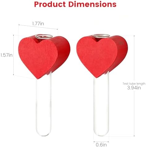 Magnetic Heart-Shaped Wooden Fridge Magnet with Glass Tube Accent, Beech Wood Decorative Magnet for Refrigerator, Kitchen & Office Metal Surfaces (No Plant Included) - Image 2
