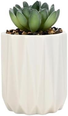 Cuteforyou Modern Textured Ceramic Succulent Planter Pot – 6 Color Options (No Plant Included) – Perfect for Small Plants, Cacti & Desk Decor – Lightweight & Durable (White, 3.5'' Tall) - Image 2