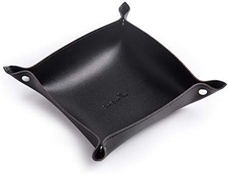 Leather Jewelry Valet Tray for Women and Man (Black-B) by SANQIANWAN