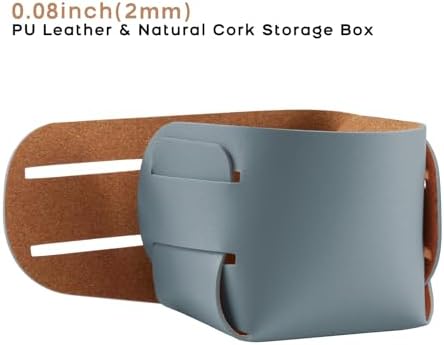 HOMIEAZICOZI 2-Pack Cork Leather Desk Accessories Storage - Pencil Pen Holder - Makeup Brush Holder Organizer - Stylish Addition to Home Decor (Light Blue) - Image 2