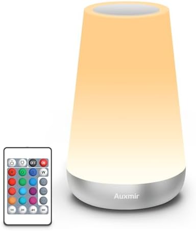 Auxmir Rechargeable Night Light, Touch Table Lamp with Remote, Silver by Auxmir