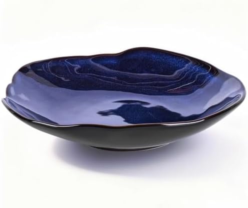 Blue Ceramic Decorative Bowl –10.4" Small Trinket Dish, Fruit Bowl, Candy Dish, Key Bowl for Entryway Table, Jewelry & Ring Dish, Porcelain Catchall Dish for Kitchen, Bedside, Living Room Home Decor by XIYOUQI