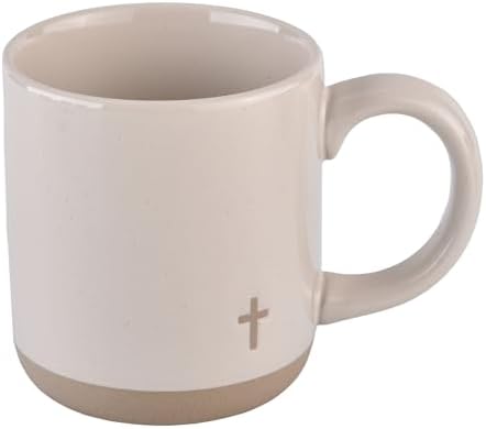 Sweet Water Decor Cross - Bottom Corner Stoneware Coffee Mugs - 14oz Cute Coffee Mugs for Hot & Cold Drinks - Dishwasher & Microwave Safe - Christian Gifts for Women and Men - Ideal Espresso Mugs by SweetWaterDecor