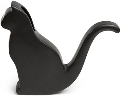 Kikkerland Cat Watering Cat – Decorative Porcelain Watering Can for Gardening – Black Cat Silhouette - Image 2