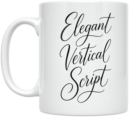 Minimalist Coffee Mug - Elegant Vertical Script Design - 11 oz White Ceramic - Chic Aesthetic by Unknown