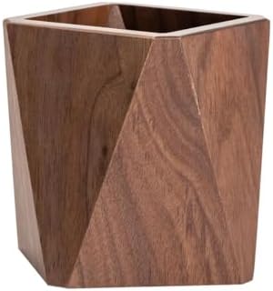 Wooden Pen Holder for Desk, Multi-Functional Pen Cup Pencil Holder for Office School Supplies Storage, Black Walnut Desk Organizer and Accessories（Prismatic） by Unknown