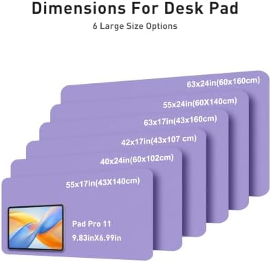 Aothia Faux Leather Desk Mat Mouse Pad, 55" x 24", Light Purple - Image 2