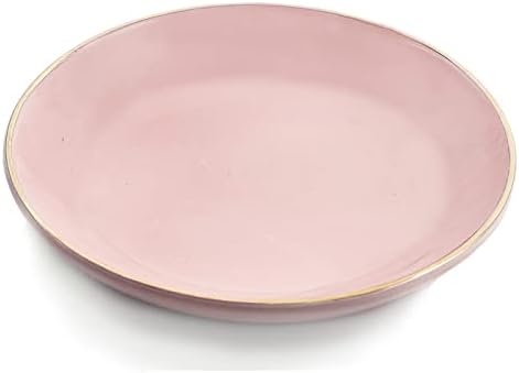 HANKOR 4.75" Ceramic Jewelry Tray, Small Ring Dish Holder Trinket Tray, Catch All Trays for Ring Earring Necklace Key, Christmas Gifts for Women Girls, Pink by HANKOR