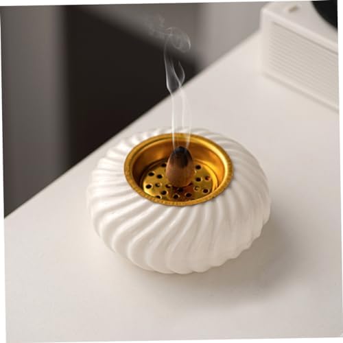 Ceramic Incense Holder Round White Bowl Shaped Decorative Censer - Image 2