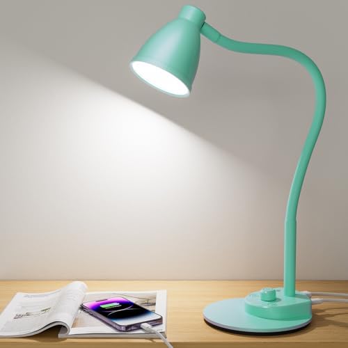 BOHON LED Desk Lamp with USB Charging Port, 3 Color Modes Dimmable, Teal by BOHON