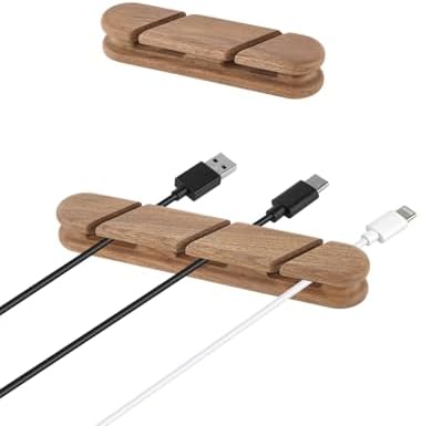 2Pcs Solid Walnut Cable Holder Cord Organizer Adhesive Cable Clips by Unknown