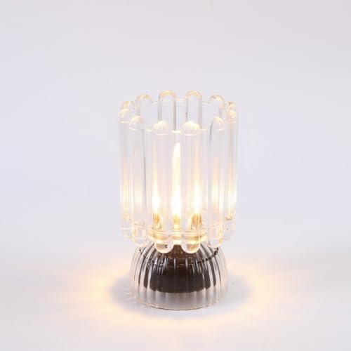 Battery Operated Lamp with Auto-Off Timer, Cordless Table Night Light for Bedroom & Entryway, Portable LED Lamp for Home, Outdoor, Camping No Battery Included (‎Wine Glass Design-White) by MiuBrty