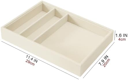 Bedside Organizer - Multi-use Nightstand & Desk-top Catchall Tray for Jewelry, Sunglasses, Phone, Watch, Perfume, Lipstick (Beige 3Grid) - Image 7