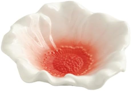 Ceramic Flower Ring Holder Dish with Gradient Center 4.5 Inch White Porcelain Jewelry Tray, Modern Minimalist Trinket Holder for Vanity, Dresser, Bedroom, Gift for Her (red) by werdecade