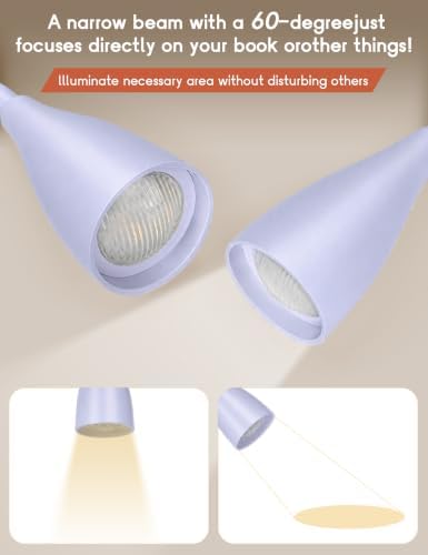 Reading Light for Book in Bed, Clip on Light Desk Lamp with Adapter Purple - Image 3
