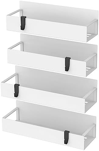 HuggieGems Metal Magnetic Spice Rack for Refrigerator with Hooks White - Image 5