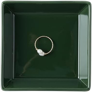 Mecaikru Ceramic Ring Dish, 4 in Jewelry Tray with Kiln Glaze Catchall Bowl by Mecaikru