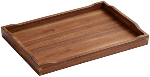 Acacia Wood Accent Serving Tray with Handles for Ottoman Coffee Table by Unknown