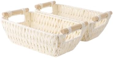 StorageWorks Small Storage Basket, Woven Basket for Shelves, White by StorageWorks