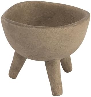 Creative Co-Op Round Terra-cotta Bowl with 3-Legs and Distressed Finish, Cream by Unknown