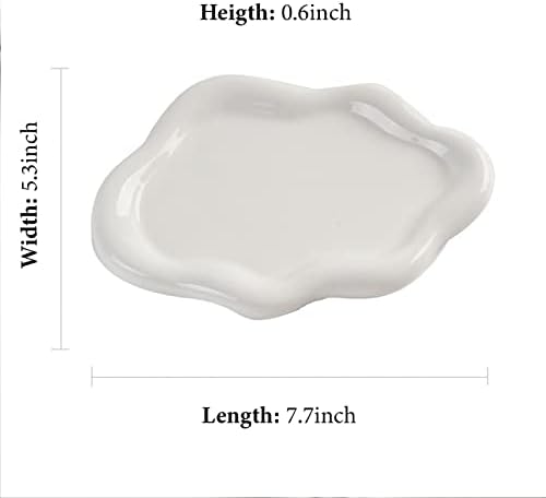 Jewelry Dish Trinket Tray for Women, Ring Dish Holder, Unique Cloud Shape Ceramic Plate Cute Things Vanity Aesthetic Room Decor Mother's Day Birthday (White) - Image 2