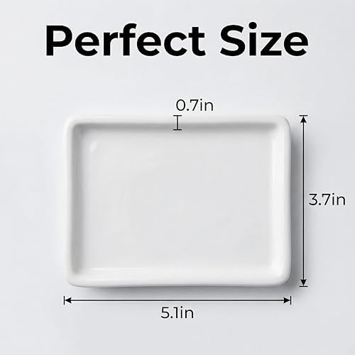 Square Minimalist Ceramic Ring Dish, White Jewelry Tray for Women, Modern Vanity Decor & Organizer, Ideal Engagement Wedding Birthday for Friend Sister - Image 3