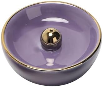 Purple Ceramic Incense Burner Bowl, 3.3 Inch Center Cone Stick Incense Holder, Minimalist Ash Catcher Bowl for Meditation Yoga Spa Home Decor, Aromatherapy Gift for Women by werdecade