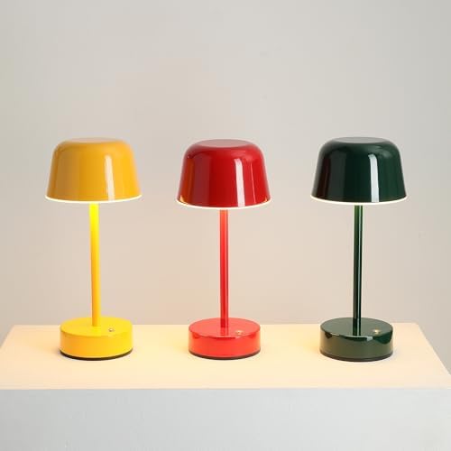 Rechargeable Table Lamp Cordless, Portable Mushroom Table Lamp with USB Port, Tri Color Dimmable Touch Lamps for Bedrooms, Nightstand, Dining Table, Living Room, Dark Green - Image 5