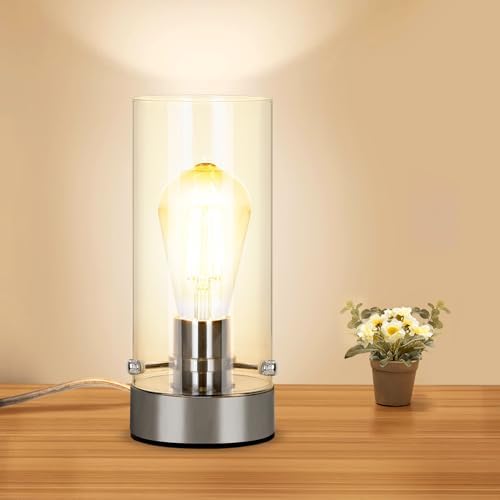 Table Lamp for bedroom, Modern Glass Lamp Bedside Lamps for Night stands by Kukobo
