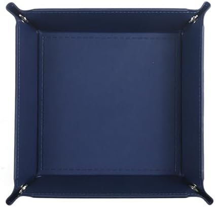 Valet Tray Desktop Storage Organizer – Vegan Leather Catchall Tray Bedside Vanity Tray Nightstand Caddy Holder for Remote Controller, Watch, Keys, Phone, Wallet, Coin, Jewelry, Navy by siduater