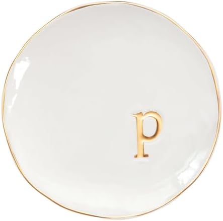 COLLECTIVE HOME - Ceramic Jewelry Tray, Decorative Trinket Dish for Rings Earrings Necklaces Bracelet Watch Keys, Birthday Mother's Day Christmas Gift for Women, 4.75", Glossy (p) by COLLECTIVEHOME