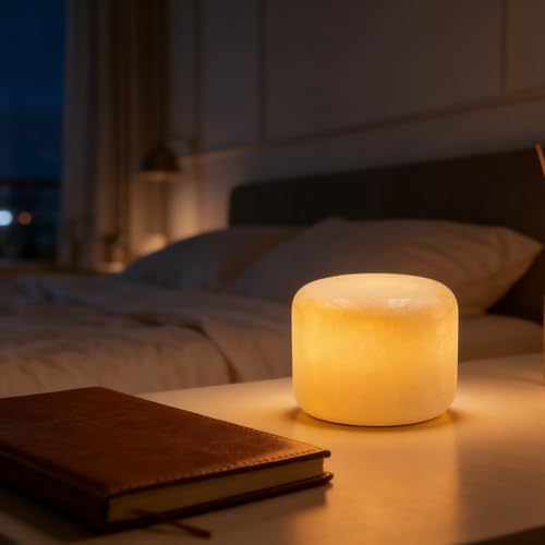 Marmor Marble Lamp Table Lamp Unique Stone Touch Lamp Pat Lamp Type-C 3 Way Bedside Lamp Ambient Light Bedroom Stands Night Light Decorative LED Warm Portable Lamp Rechargeable(Peach Jade) - Image 3