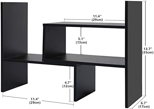 Sorfity Desktop Bookshelf Desk Storage Organizer Adjustable Wood Desktop Display Shelf Rack Counter Office Storage Rack Top Bookcase - Free Style Display Natural Stand Office Supplies Desk Organizer - Image 2