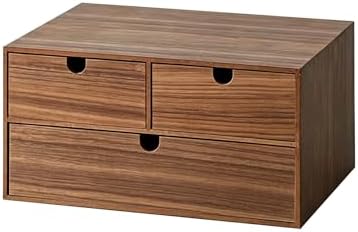 2-Tier Wooden Desk Organizer with 3 Drawers, Walnut Finish by Unknown