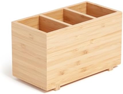 Desktop Organizer, 7" x 3.5" x 4.2", Bamboo, Made of Natural Materials by Unknown