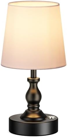 PARTPHONER Mini Cordless LED Table Lamp, 5200mAh Rechargeable Battery Operated Lamp, 3-Level Brightness, Touch Dimmable Desk Lamp, Bedside Night Light for Patio Camping Restaurant Home, Matte Black by PARTPHONER